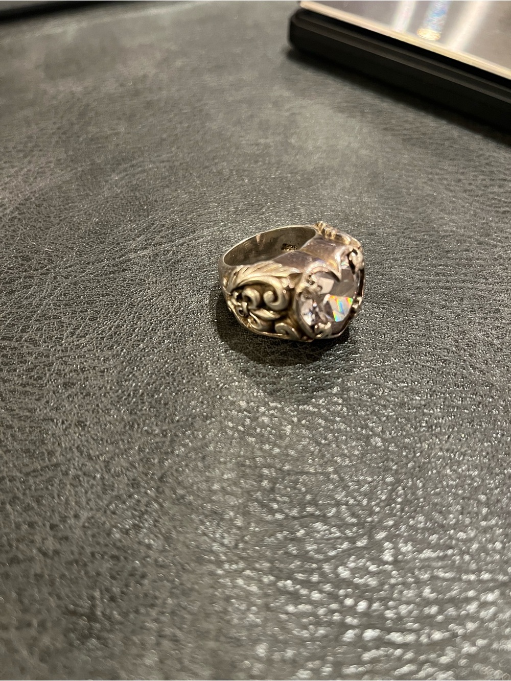 King Queen Baby Studio 925 Silver CZ Heart Ring. - Picture 11 of 13